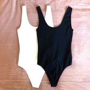 TWO Wilfred Free Thong Body Suits (Black & White)